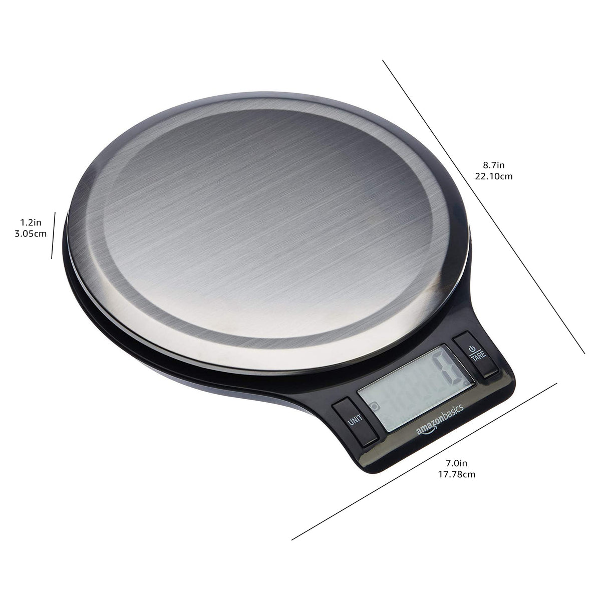 Digital Kitchen Scale with LCD Display, Black and Stainless Steel T650394