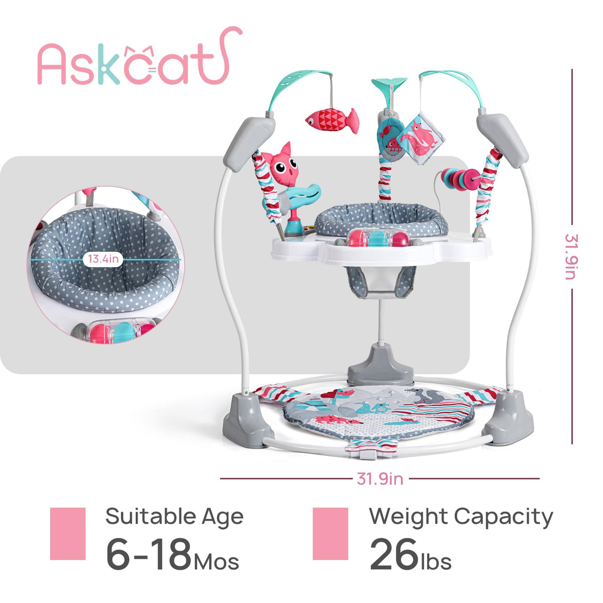 Baby Jumper Activity Center with Music & Lights, Pink U478