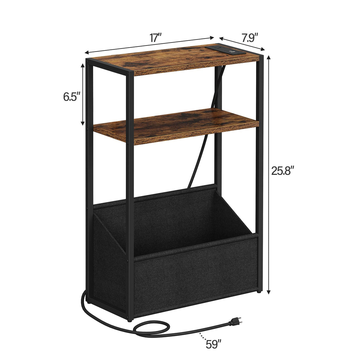 Narrow Side Table with Charging Station V96227