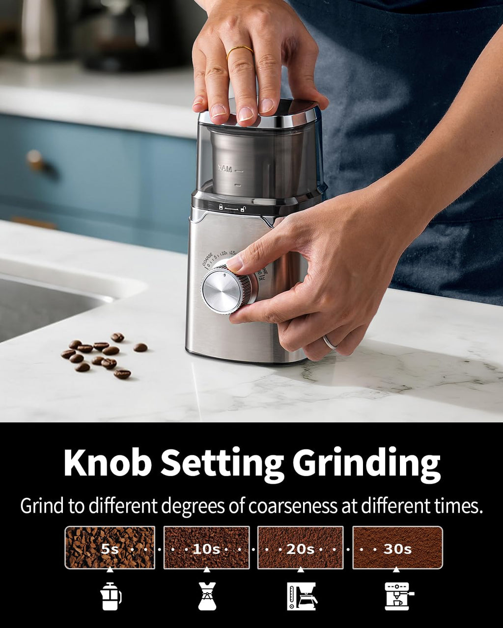 Electric Blade Coffee Grinder with Removable Stainless Steel Bowl A764