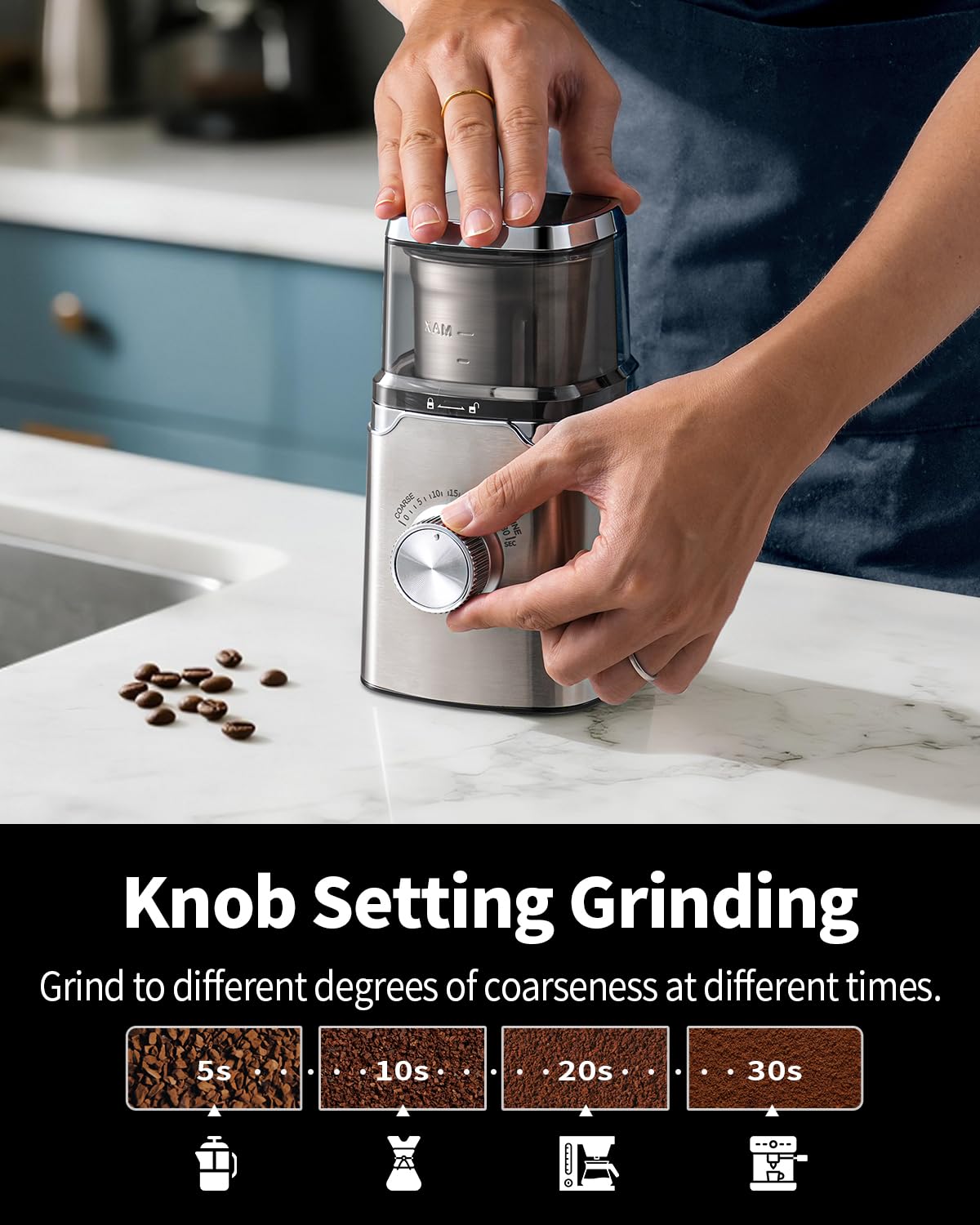 Electric Blade Coffee Grinder with Removable Stainless Steel Bowl A764