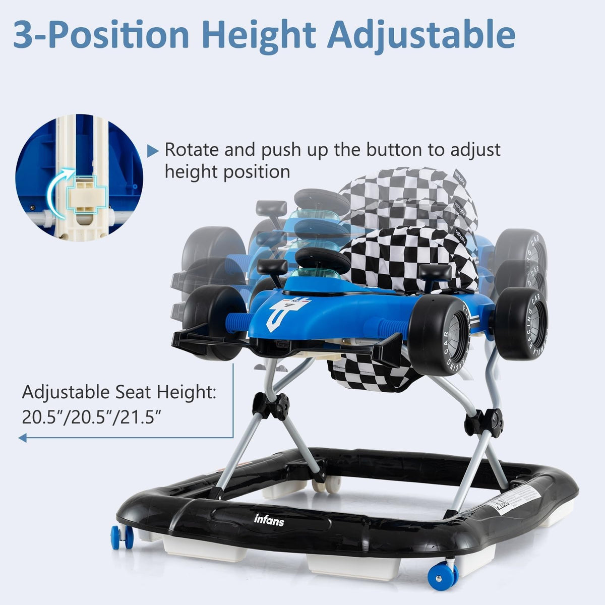4 in 1 Foldable Baby Walker with Adjustable Height I323