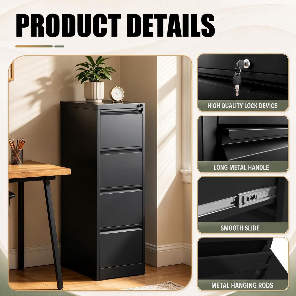 4 Drawer File Cabinet M9042