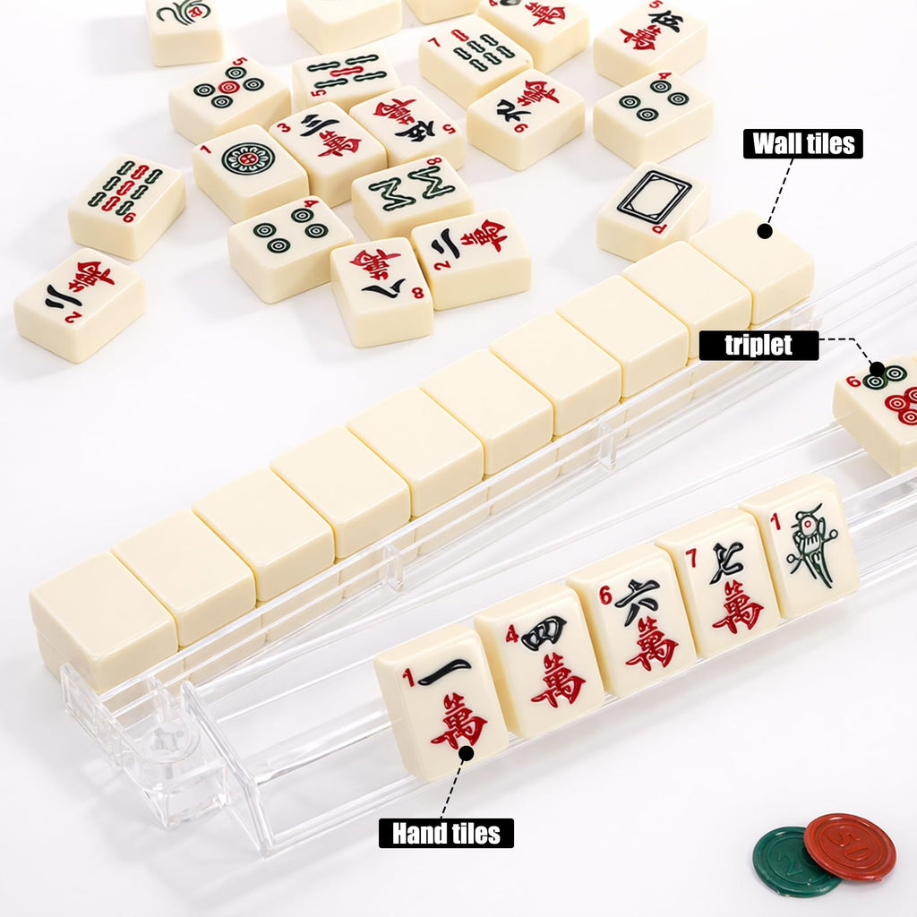Set of 4 Clear Mahjong Racks with Pushers W858