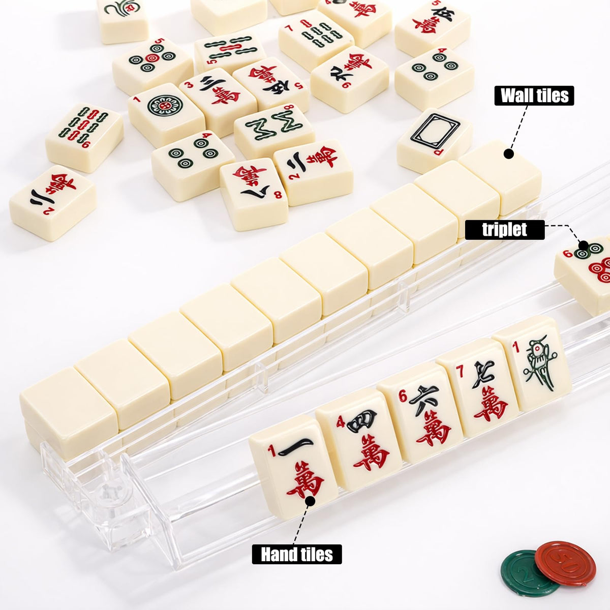 Set of 4 Clear Mahjong Racks with Pushers W858