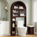 Over the Toilet Storage Cabinet with Arched Top, 68" Tall, Dark Walnut P648