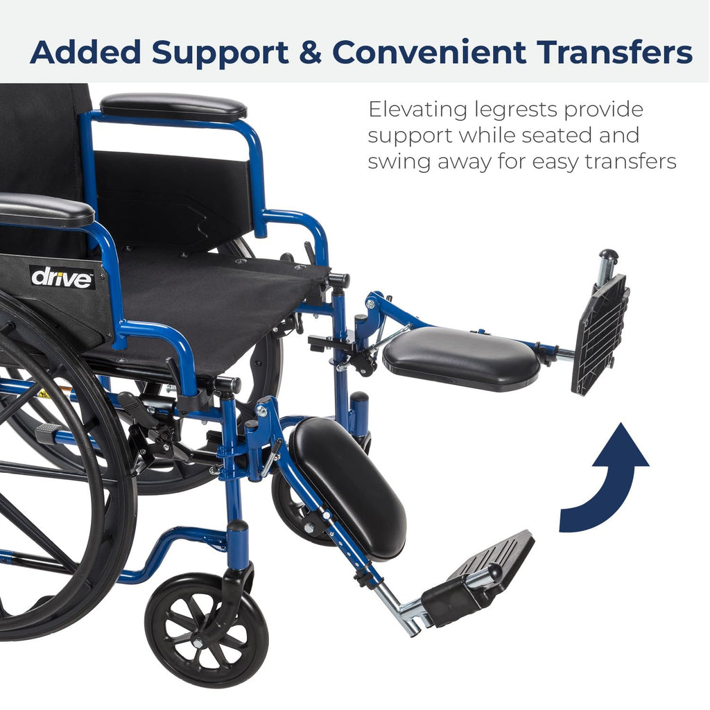 Blue Streak Foldable Wheelchair with Leg Rests Q253