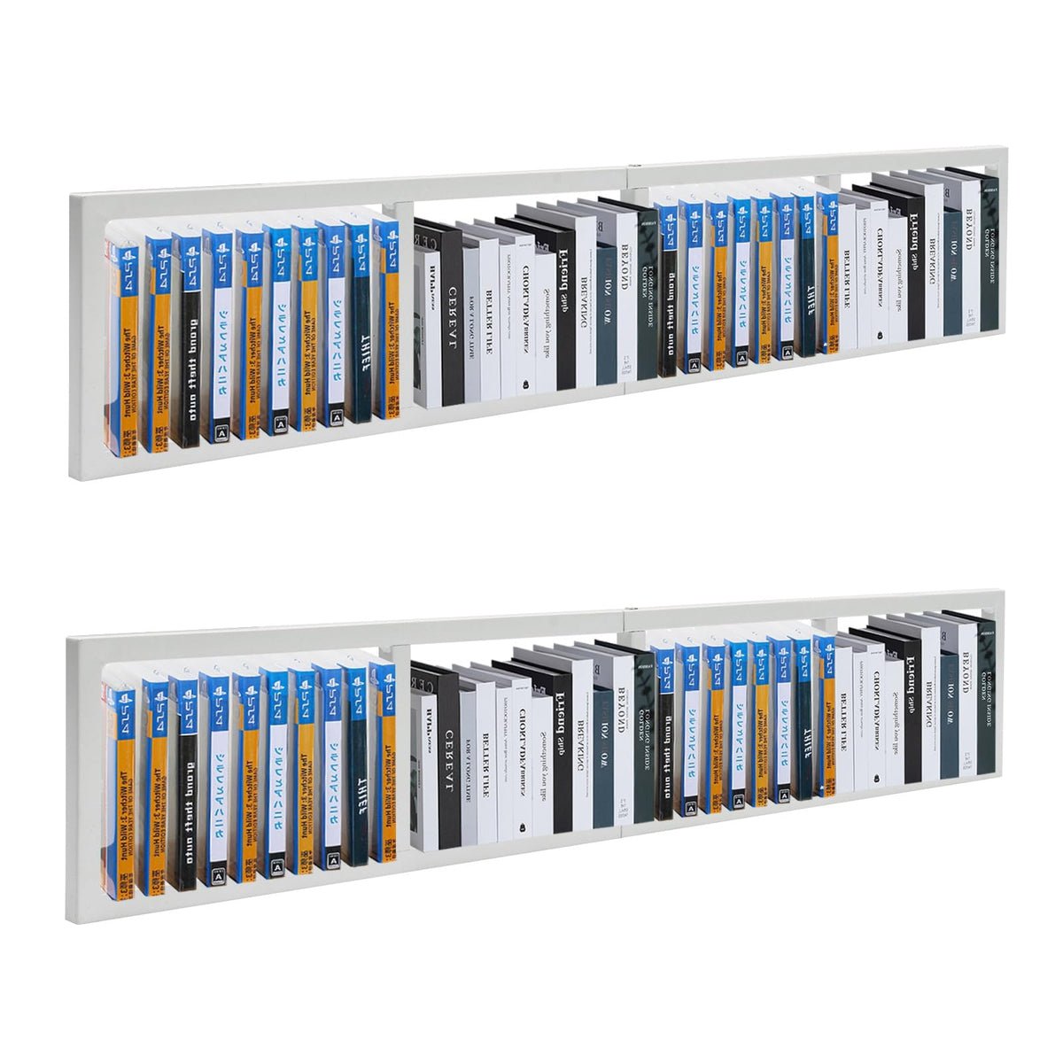 2 Pcs 34Inch White Wall Mount CD DVD Storage Shelf W66828