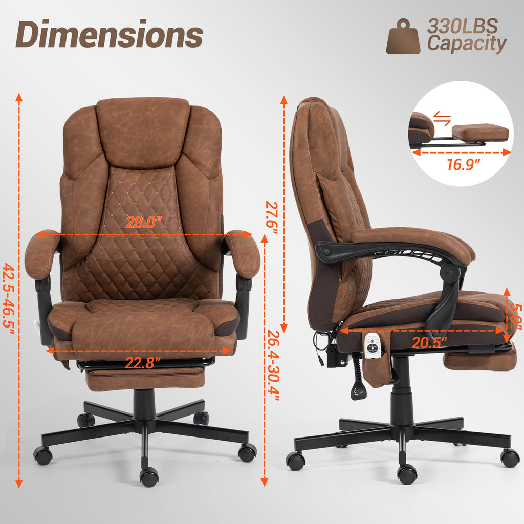 Brown PU Leather Massage Office Chair with Foot Rest Q889144