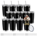 12 Pieces Insulated Stainless Steel Tumbler with Lid and Straw A60581