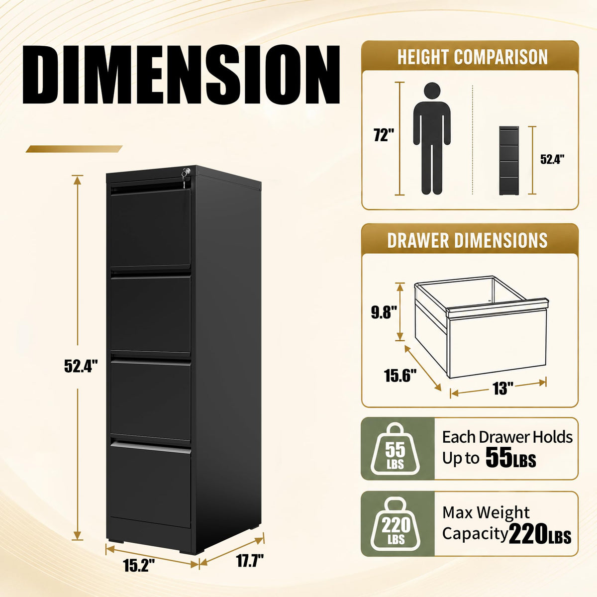 4 Drawer File Cabinet M9042