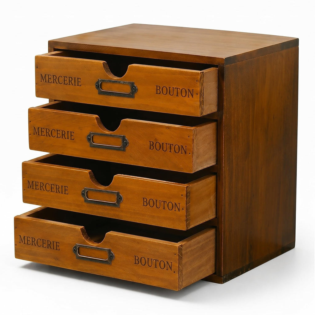 Modular Stackable 4 Drawer Wood Storage Box D22553