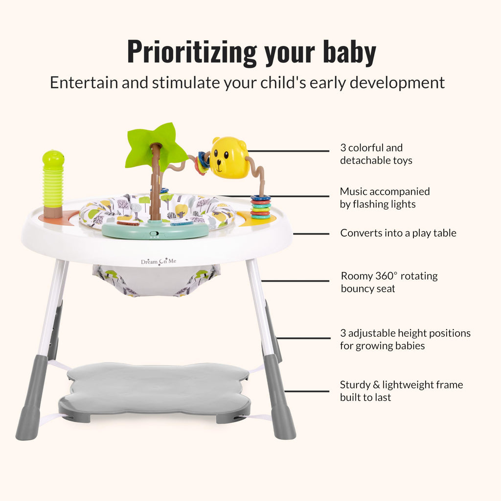 2 in 1 Baby Activity Center and Play Table with 3 Detachable Toys O80264
