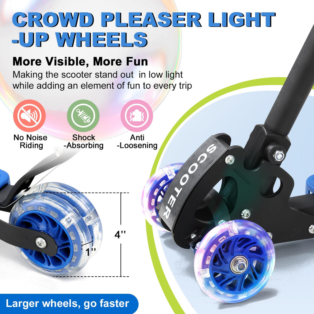 Light up 3 Wheels Folding Kick Scooter with Adjustable Handlebar C4140