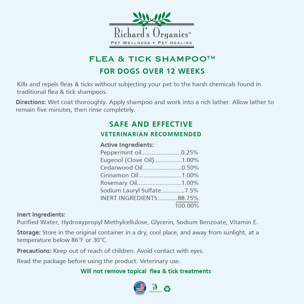 All-Natural Flea and Tick Shampoo for Dogs 12oz A9288