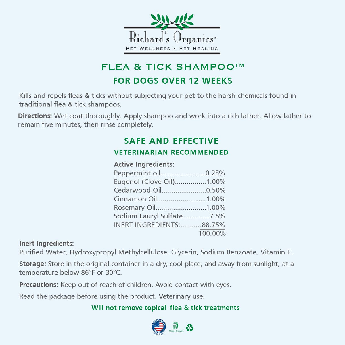 All-Natural Flea and Tick Shampoo for Dogs 12oz A9288