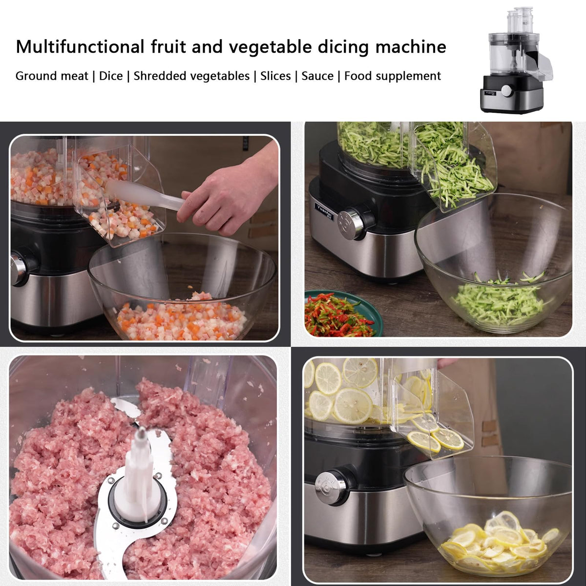 4 in 1 Electric Vegetable Dicer with Dicing Molds D9176