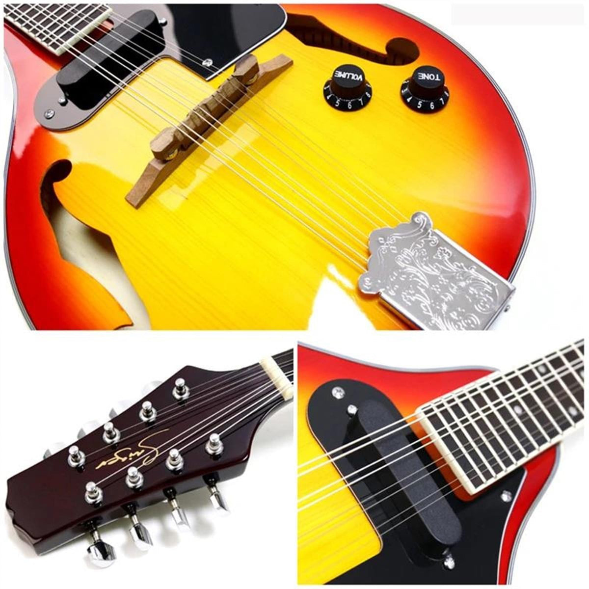 8 Strings Sunburst Mandolin Instrument M4484