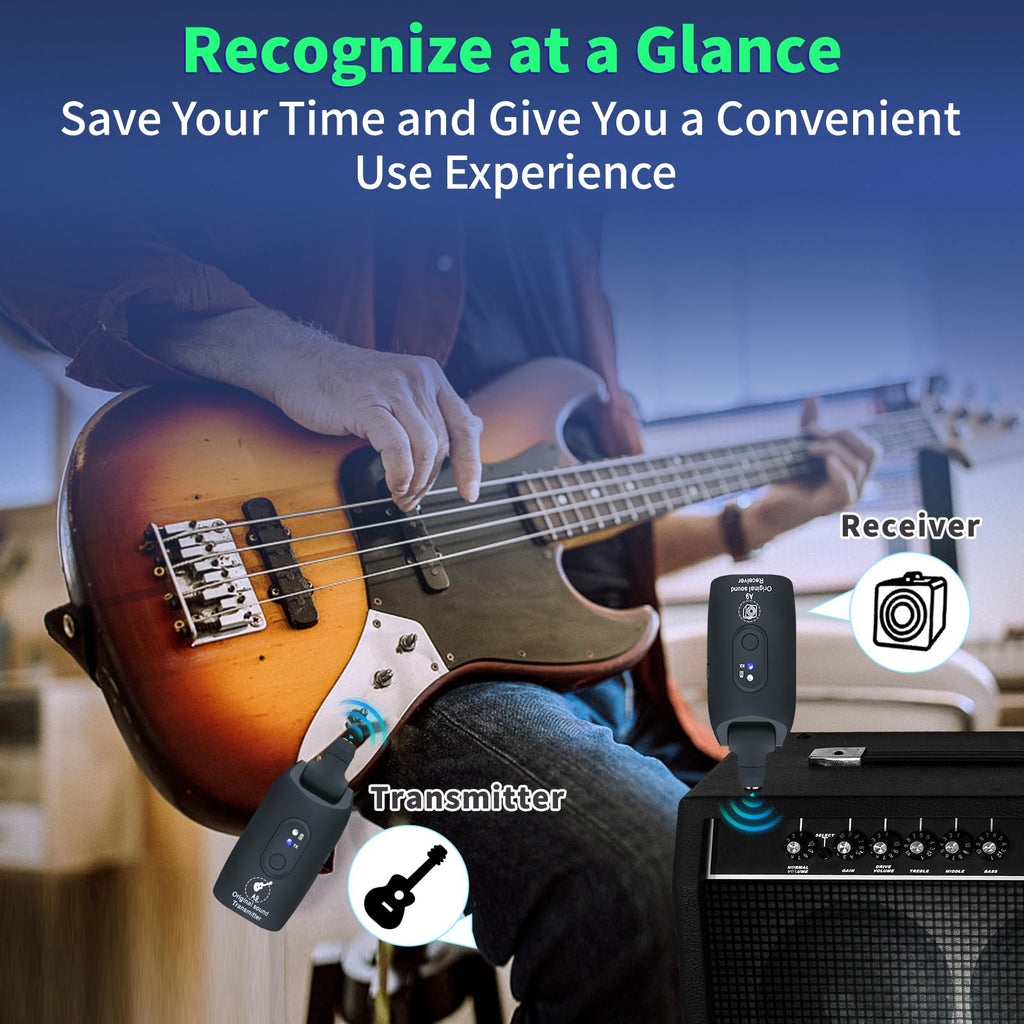 Wireless Guitar System 2.4GHz Transmitter and Receiver Black M8840