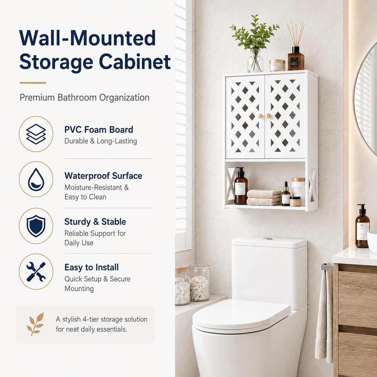 Bathroom Medicine Cabinet with 2 Doors C10569