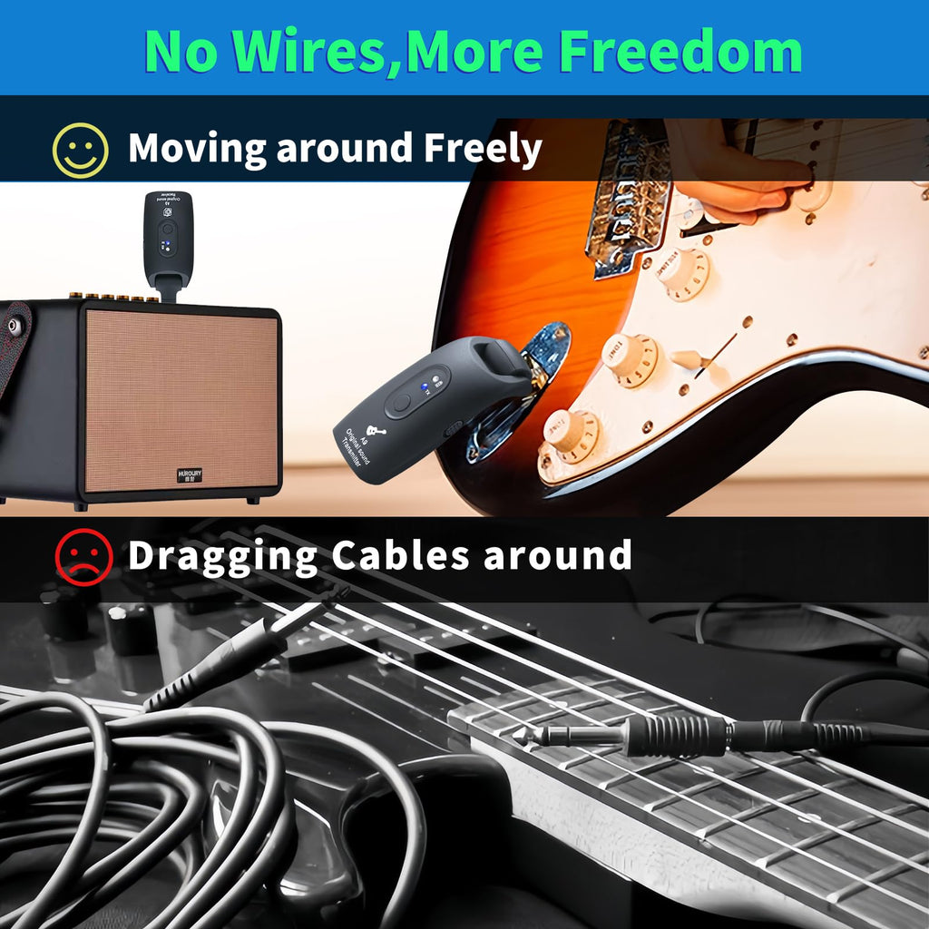 Wireless Guitar System 2.4GHz Transmitter and Receiver Black M8840
