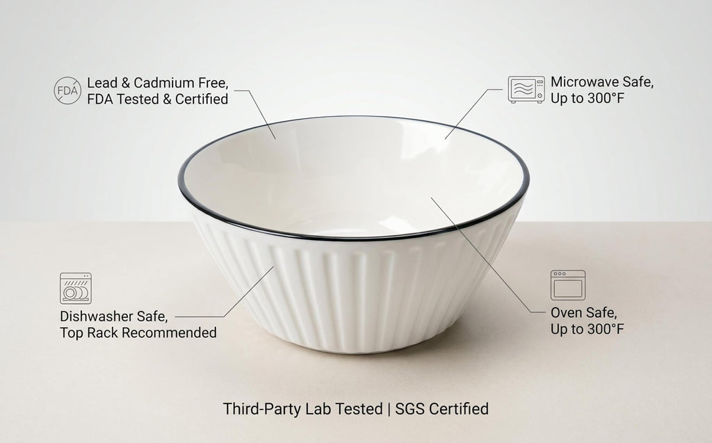 White Ceramic Serving Bowls Set of 4 K22813