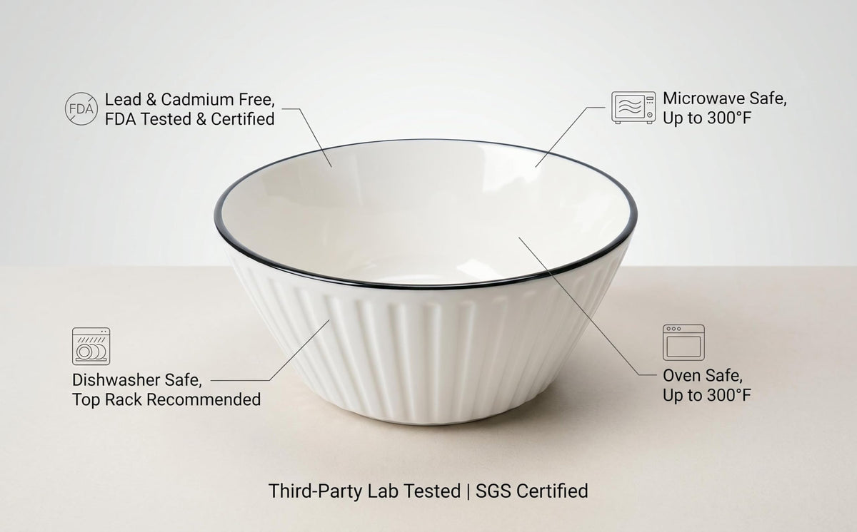 White Ceramic Serving Bowls Set of 4 K22813