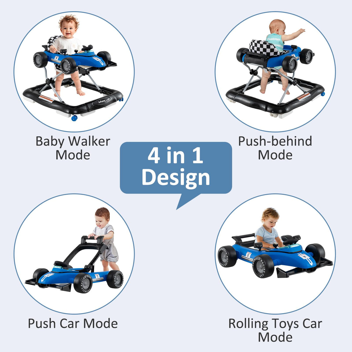 4 in 1 Foldable Baby Walker with Adjustable Height I323