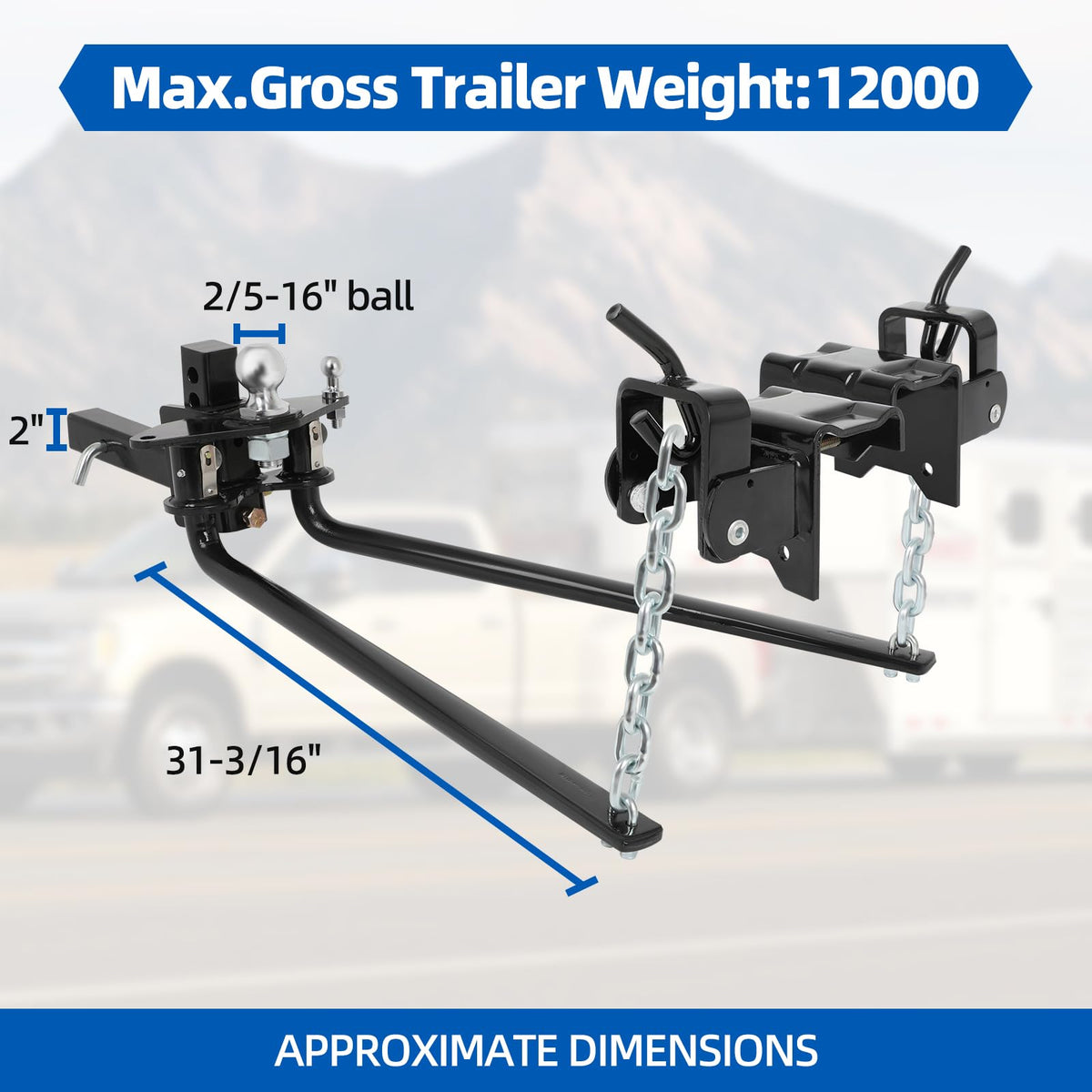12000lbs Weight Distribution Hitch with 2-Inch Shank K2019