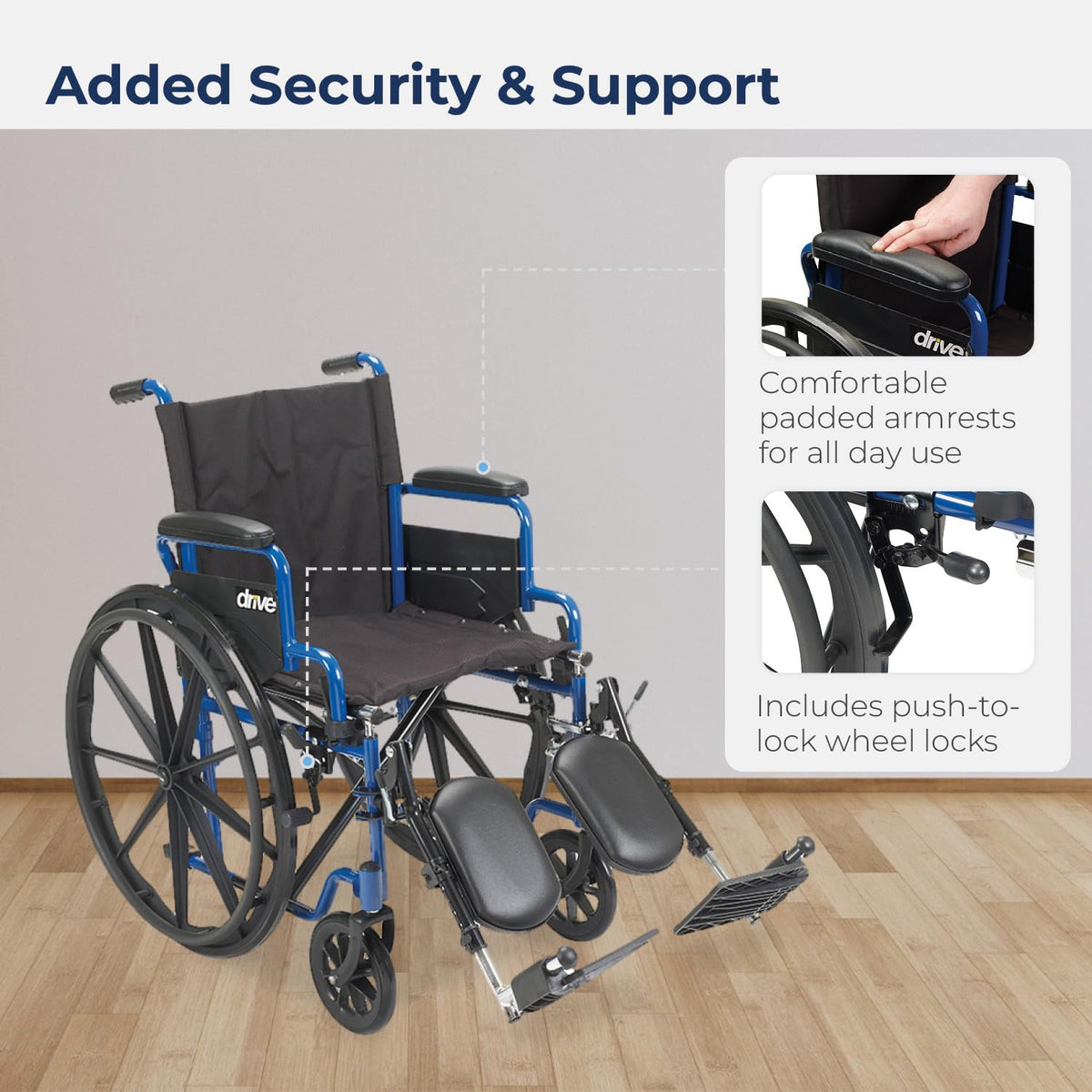 Blue Streak Foldable Wheelchair with Leg Rests Q253