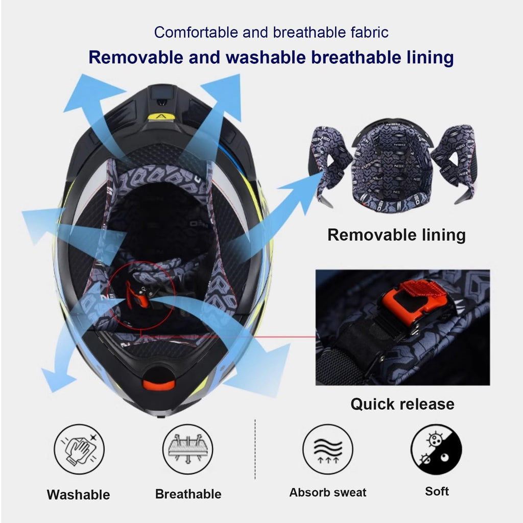 Bluetooth Modular Motorcycle Helmet with Dual Visor Full Face Flip Up DOT Approved R256