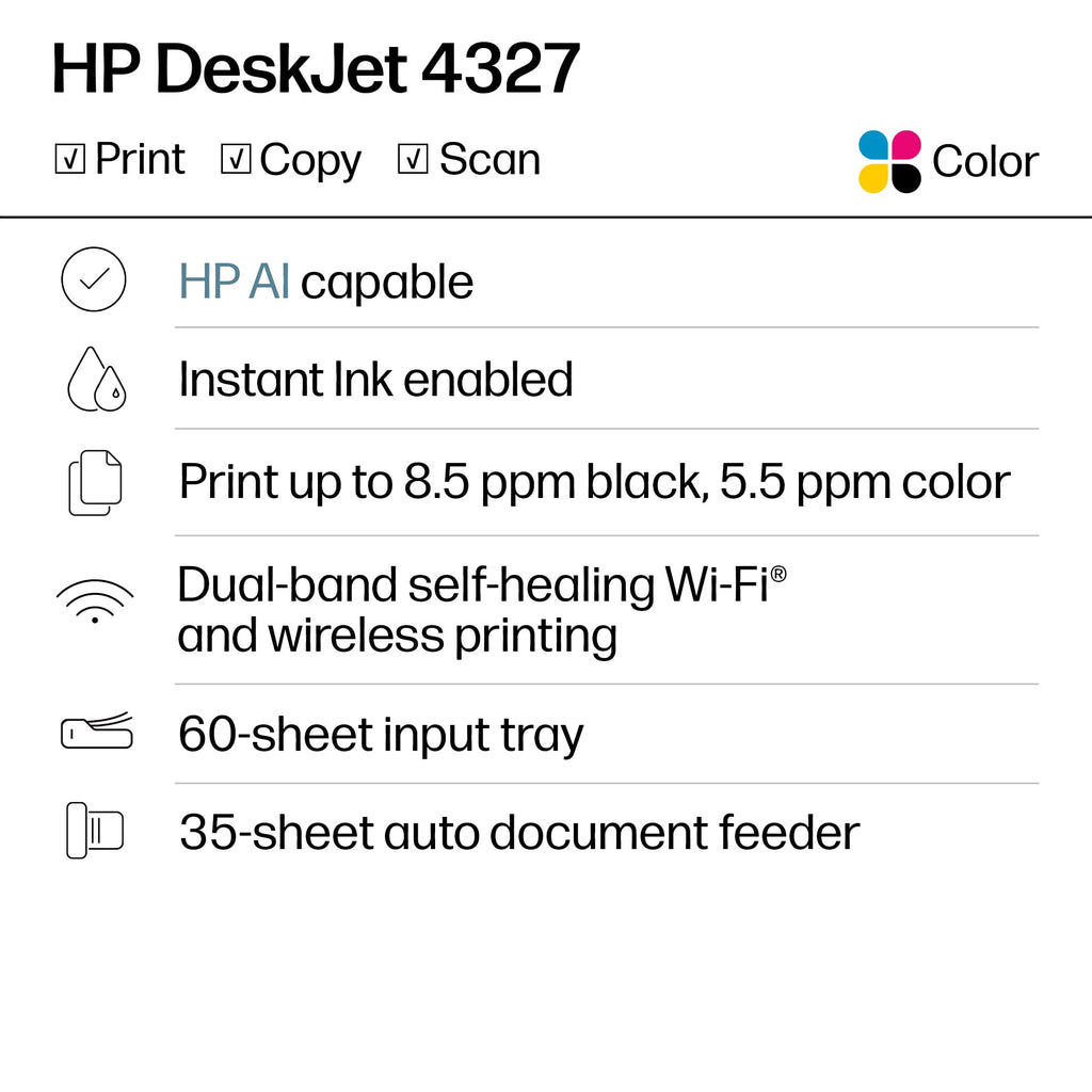 Wireless All-in-One Color Inkjet Printer, Scanner, Copier B57179