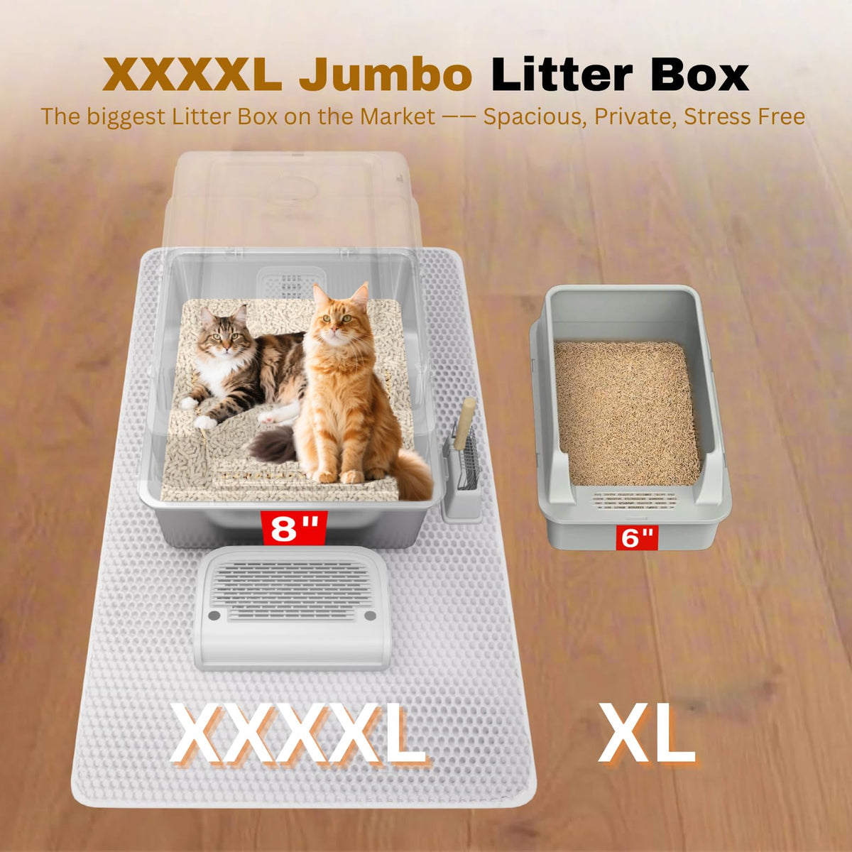 XXXXL Stainless Steel Cat Litter Box with Lid H247998