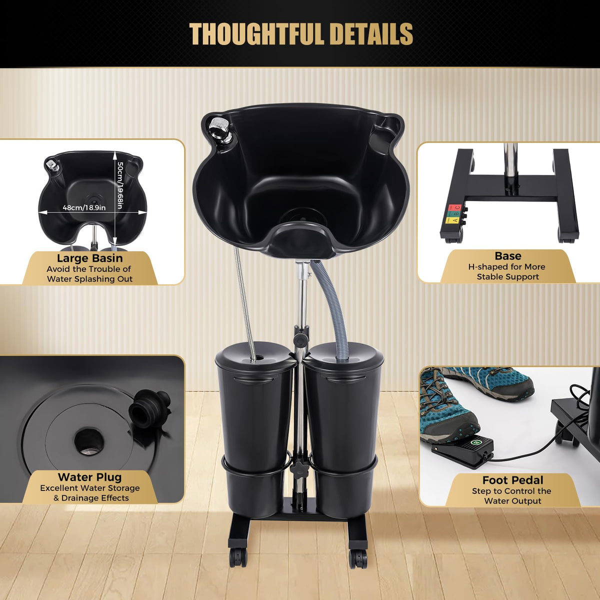 Portable Shampoo Basin, 2 Water Buckets U83201