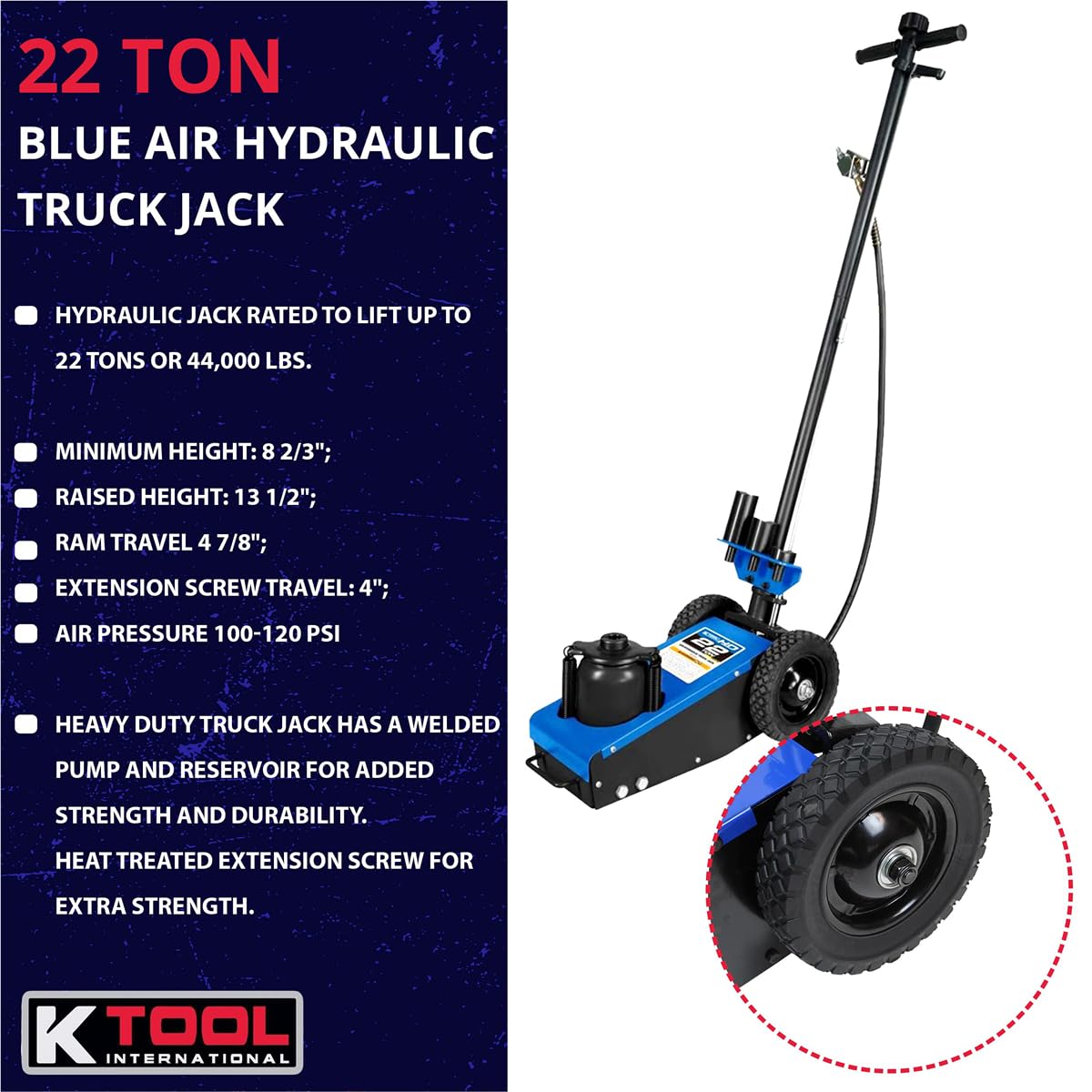 22 Ton Air Hydraulic Truck Jack 44,000 lbs N665