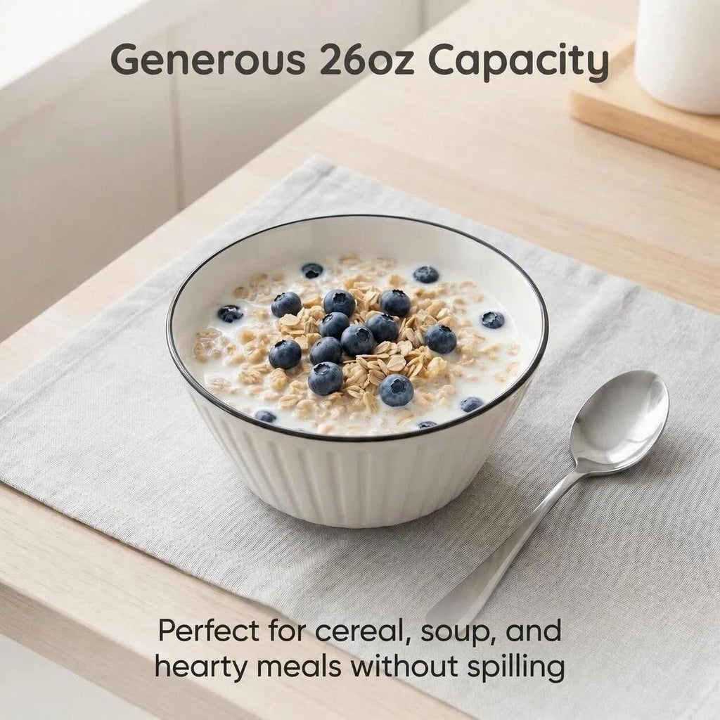 White Ceramic Serving Bowls Set of 4 K22813
