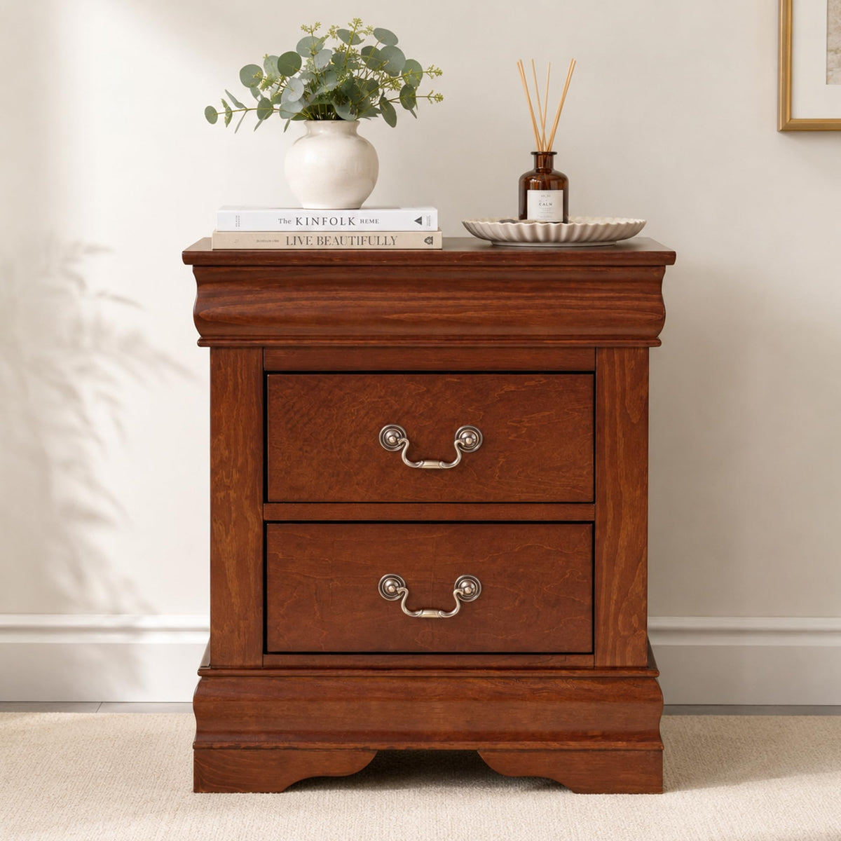 Solid Wood 2 Drawer Nightstand U69008