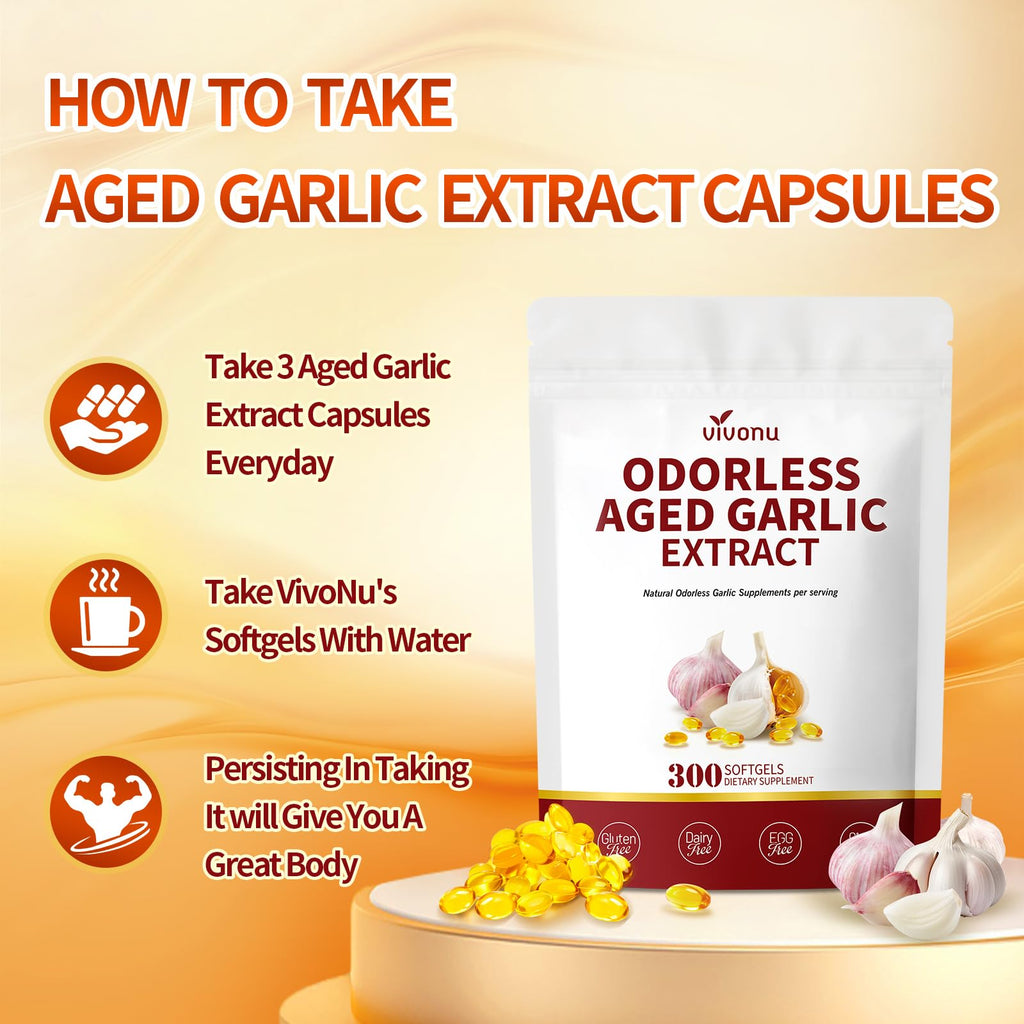 Aged Garlic Extract Capsules, 300 Softgels, Odorless, Gluten Free I5369