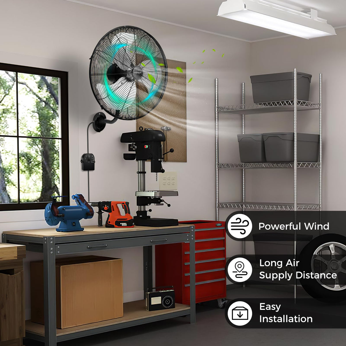 20-inch 3 Speed Metal Wall Mount Fan M412