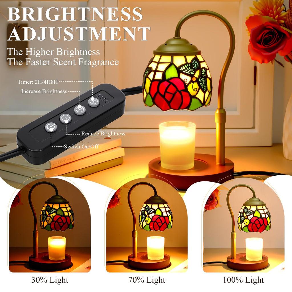 Candle Warmer Lamp with Timer Dimmer, Stained Glass, 2 Bulbs N622894