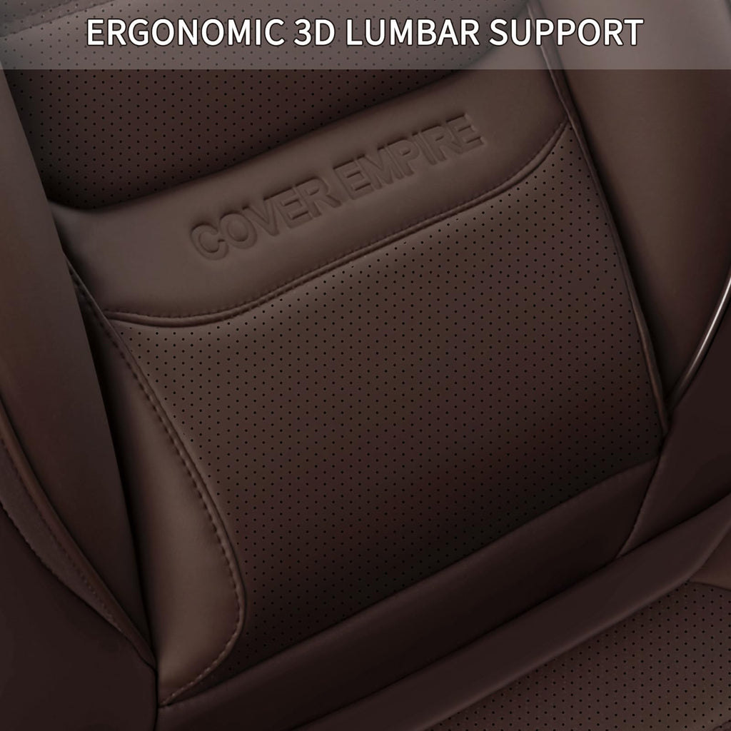 Brown Faux Leather Car Seat Covers Full Set G55043