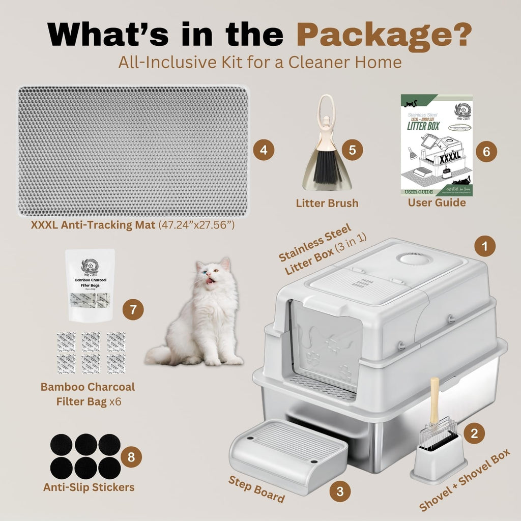 XXXXL Stainless Steel Cat Litter Box with Lid H247998