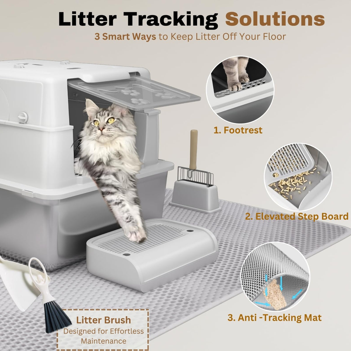 XXXXL Stainless Steel Cat Litter Box with Lid H247998