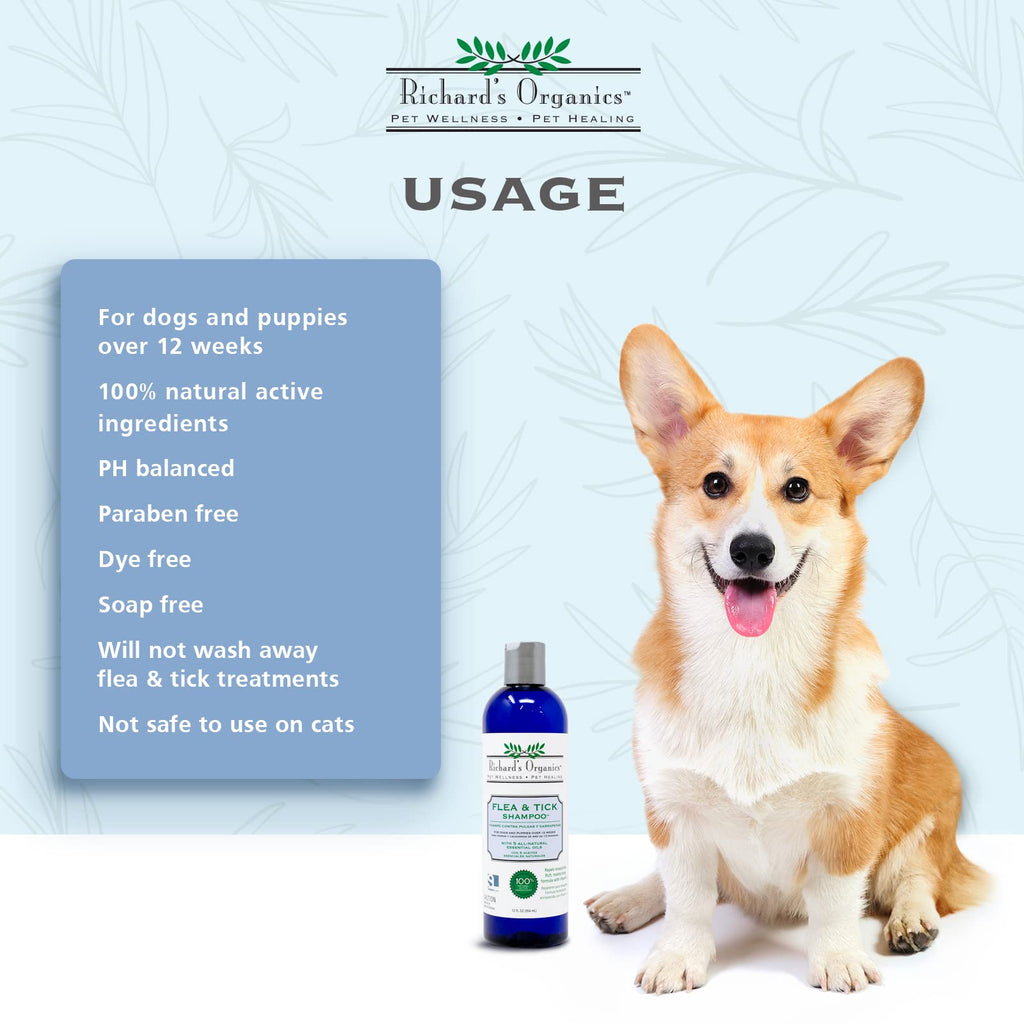 All-Natural Flea and Tick Shampoo for Dogs 12oz A9288