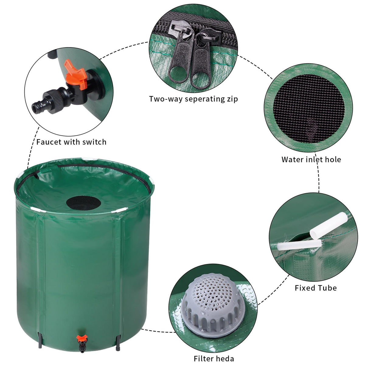 50 Gallon Portable Folding Rain Barrel with Spigots R14494