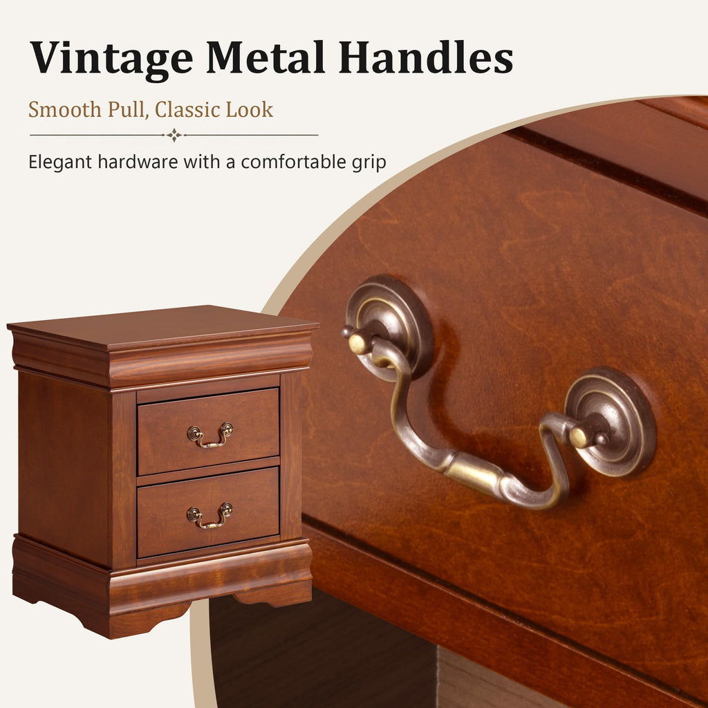 Solid Wood 2 Drawer Nightstand U69008