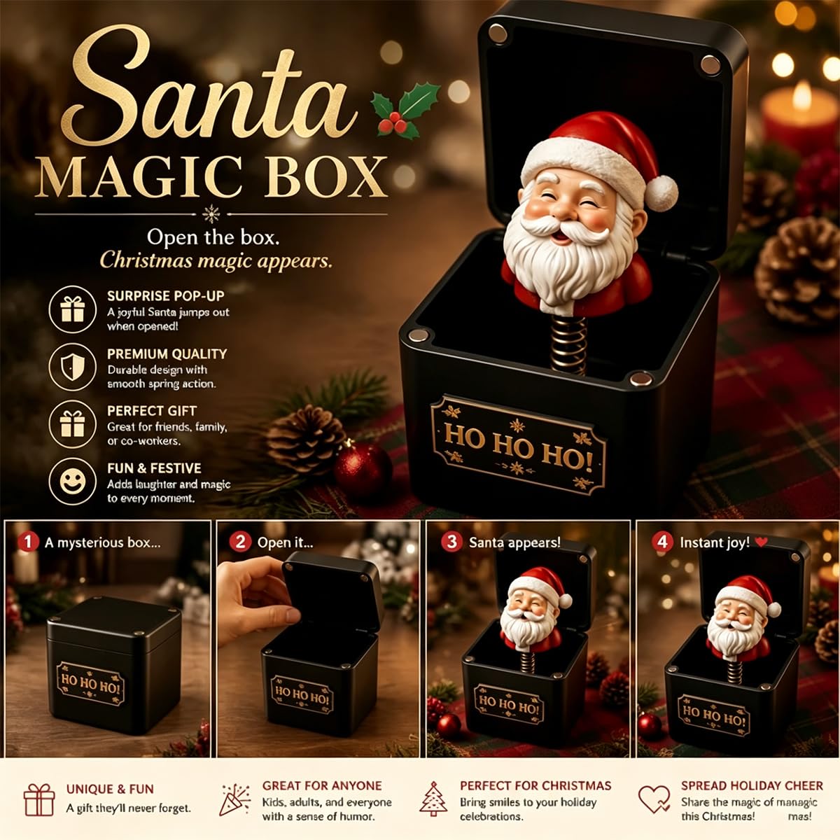 Black & Gold Pop-Up Jack in the Box G868005