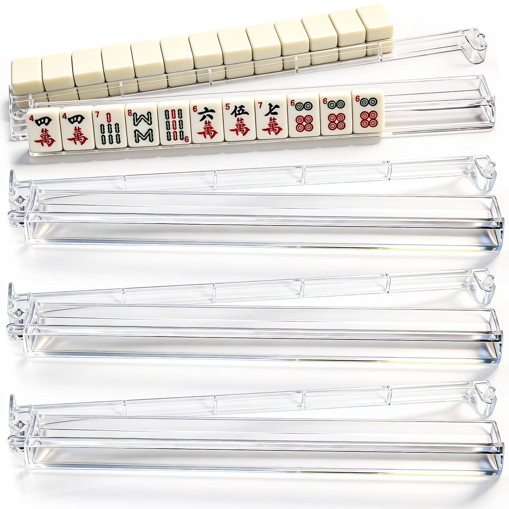 Set of 4 Clear Mahjong Racks with Pushers W858