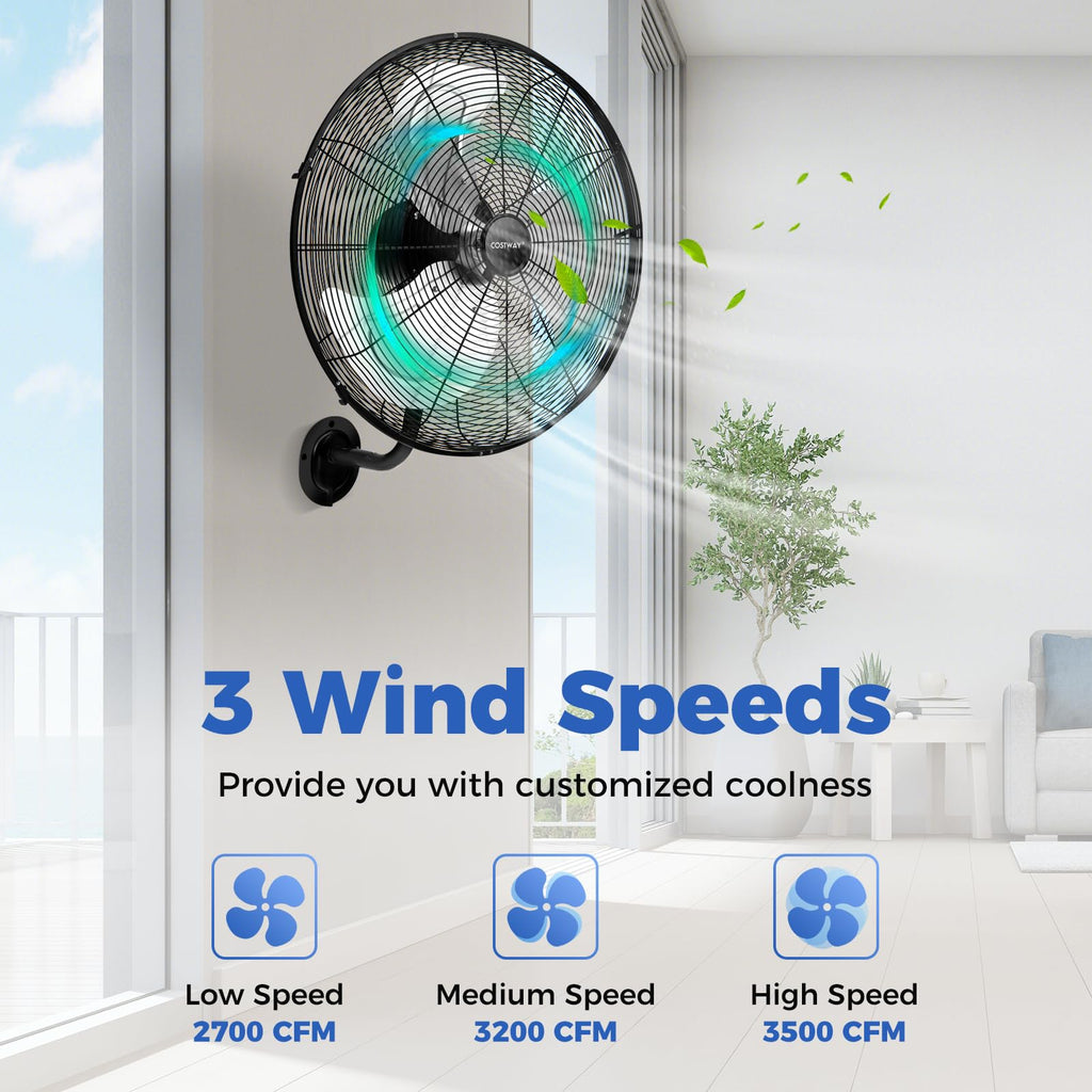 20-inch 3 Speed Metal Wall Mount Fan M412
