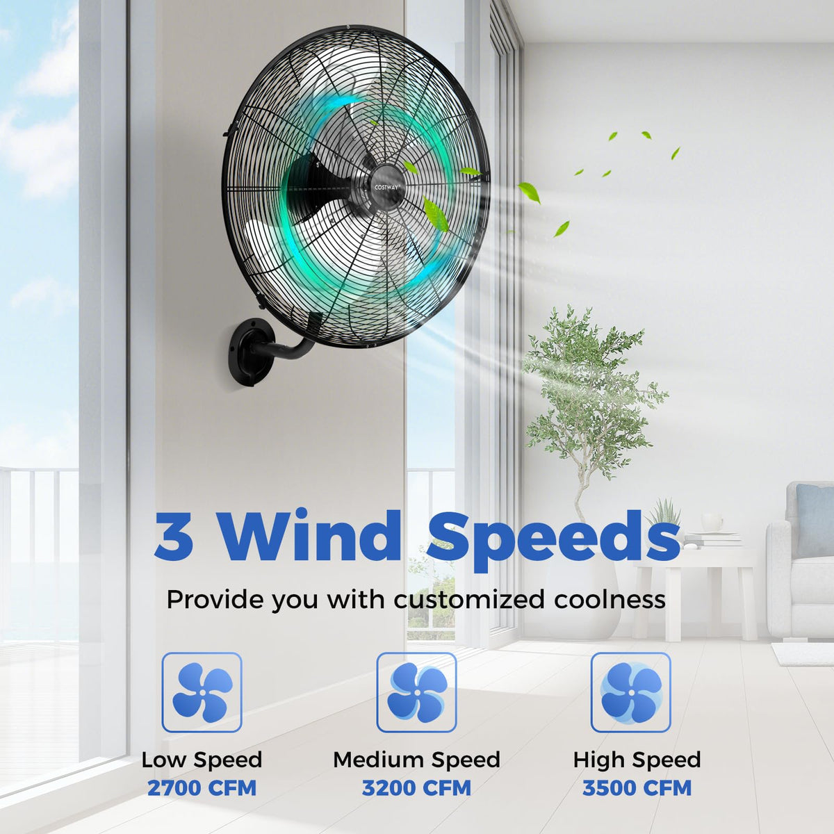 20-inch 3 Speed Metal Wall Mount Fan M412
